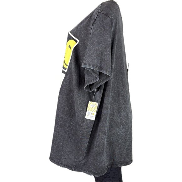 Vinyl Icons +6 Black Aged Crew Neck Smiley Icons Graphic Cotton Short Sleeve Tee - Picture 5 of 7